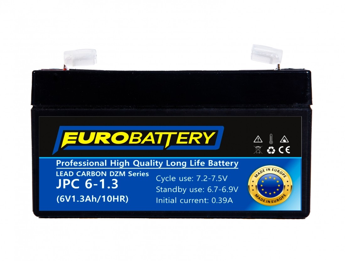6v-1,3ah АКБ карбоновий EuroBattery JPC 6-1,3 DZM (6в 1.3Аг)