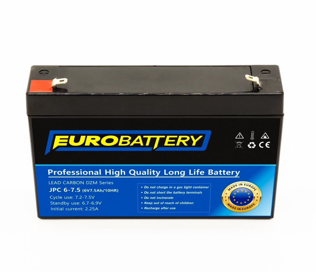6v-7,5ah АКБ карбоновий EuroBattery JPC 6-7,5 DZM (6в 7.5Аг)