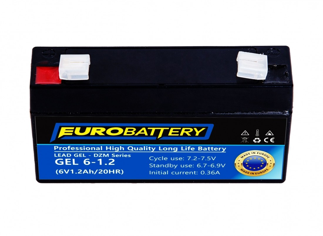 6v-1,2ah АКБ гелевий EuroBattery GEL 6-1,2 DZM (6в 1.2Аг)