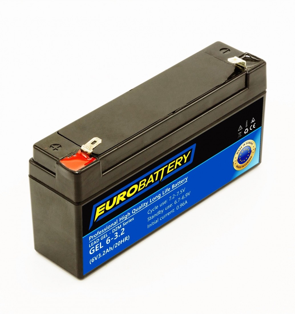 6v-3,2ah АКБ гелевий EuroBattery GEL 6-3,2 DZM (6в 3.2Аг)