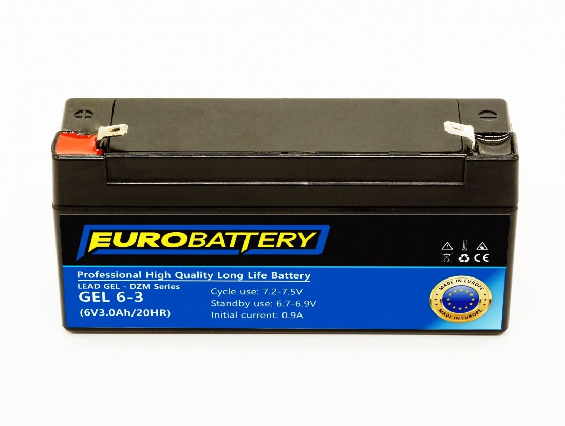 6v-3ah АКБ гелевий EuroBattery GEL 6-3 DZM (6в 3.0Аг)