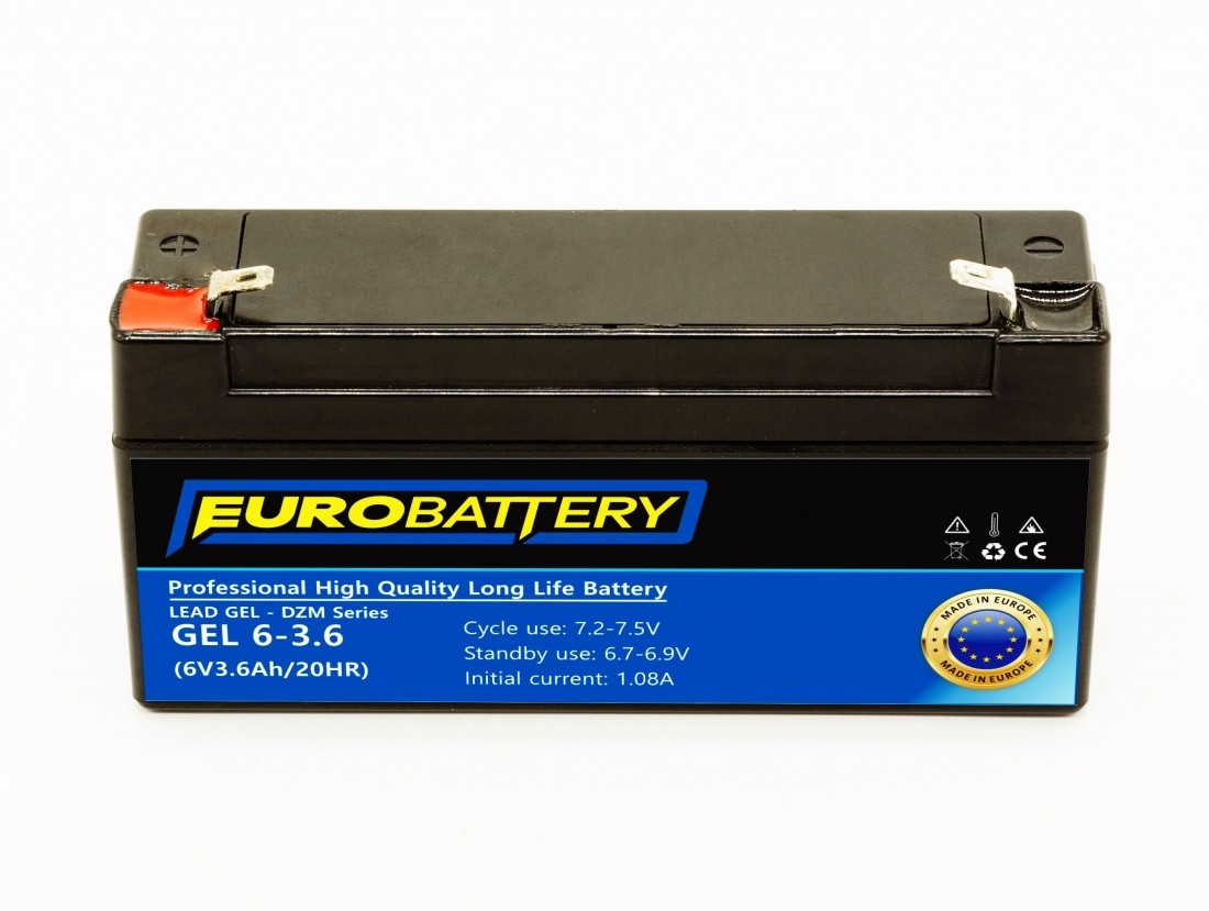 6v-3,6ah АКБ гелевий EuroBattery GEL 6-3,6 DZM (6в 3.6Аг)