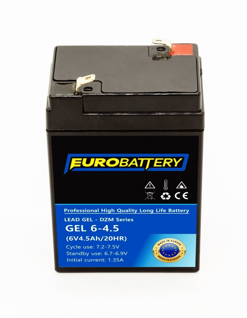 6v-4,5ah АКБ гелевий EuroBattery GEL 6-4,5 DZM (6в 4.5Аг)