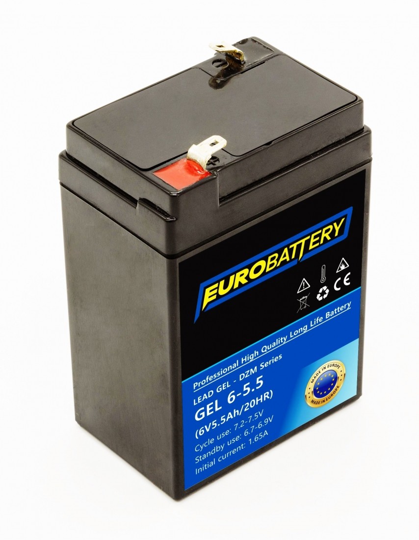 6v-5,5ah АКБ гелевий EuroBattery GEL 6-5,5 DZM (6в 5.5Аг)