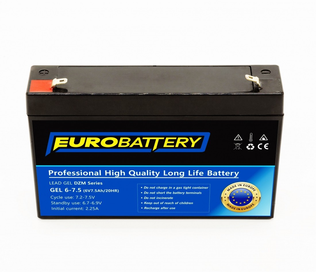 6v-7,5ah АКБ гелевий EuroBattery GEL 6-7,5 DZM (6в 7.5Аг)