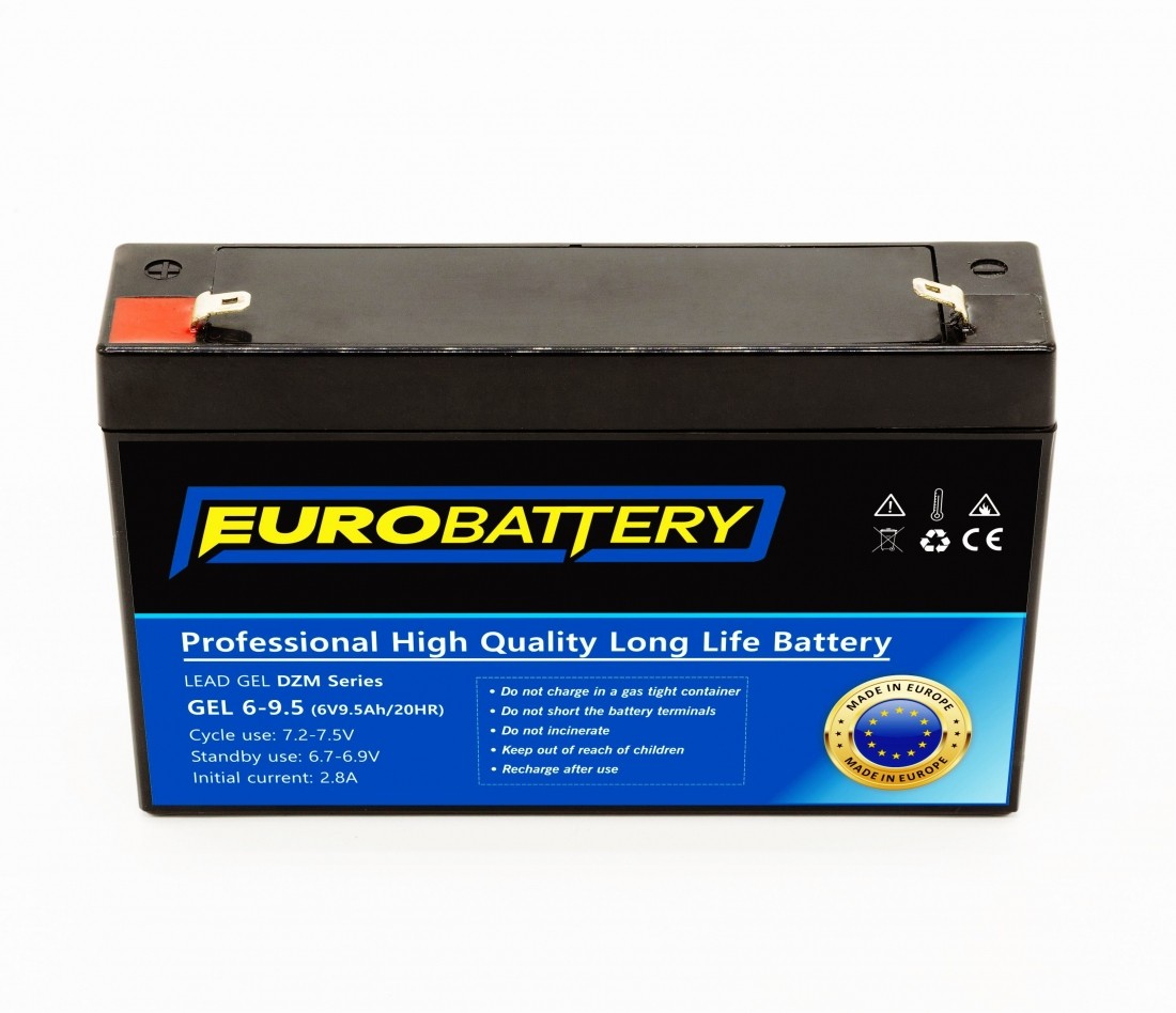 6v-9,5ah АКБ гелевий EuroBattery GEL 6-9,5 DZM (6в 9.5Аг)