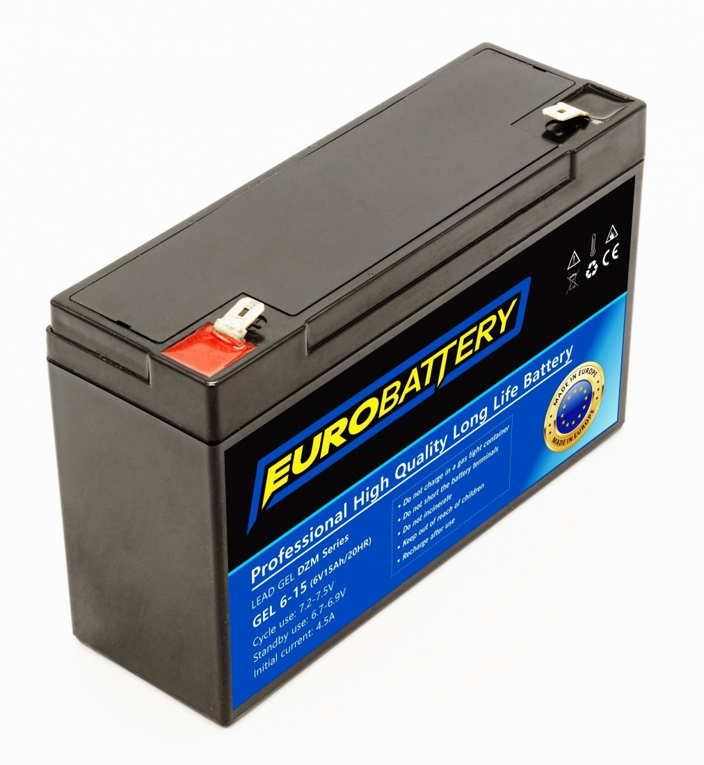 6v-15ah АКБ гелевий EuroBattery GEL 6-15 DZM (6в 15Аг)