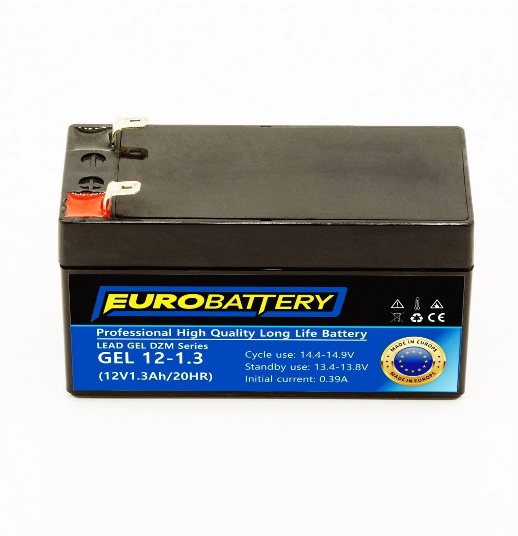 12v-1,3ah АКБ гелевий EuroBattery GEL 12-1,3 DZM (12в 1.3Аг)