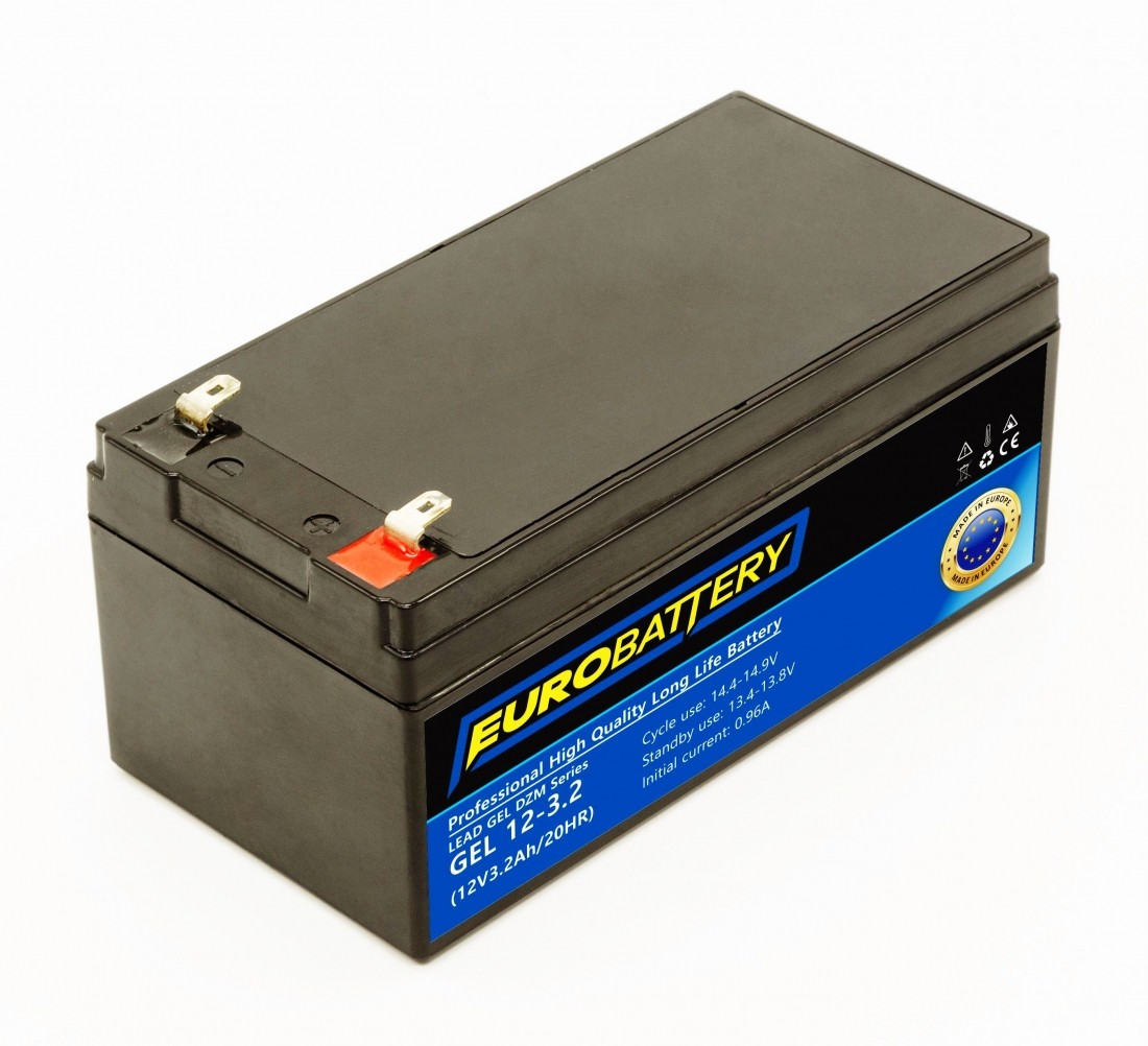 12v-3,2ah АКБ гелевий EuroBattery GEL 12-3,2 DZM (12в 3.2Аг)