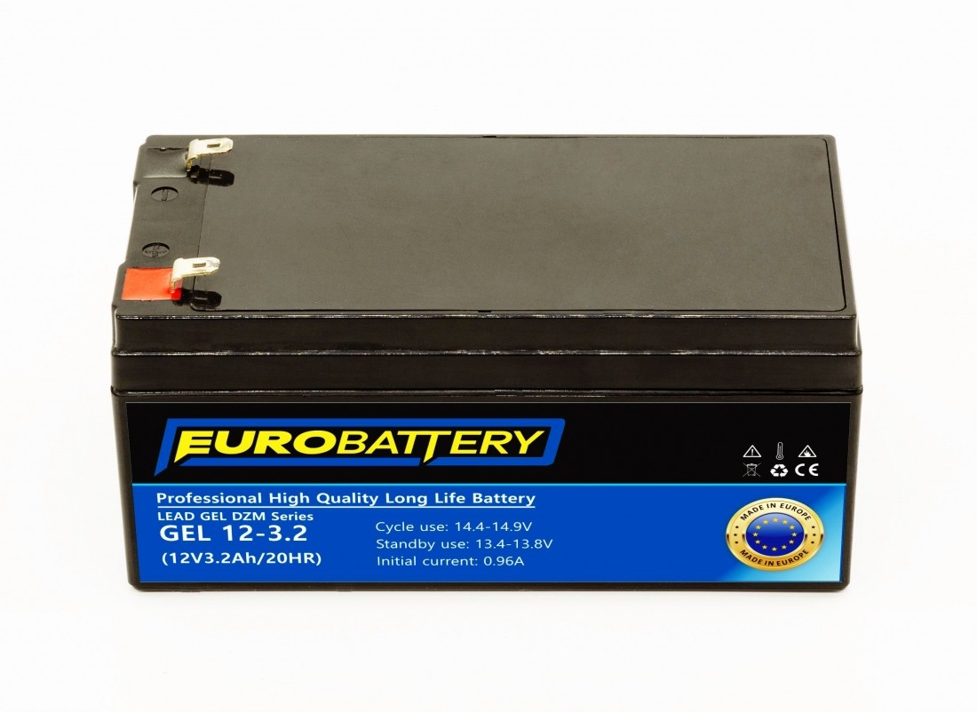 12v-3,2ah АКБ гелевий EuroBattery GEL 12-3,2 DZM (12в 3.2Аг)