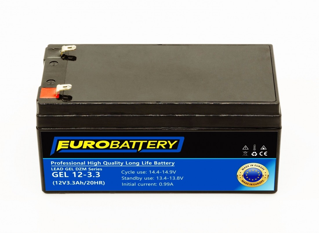 12v-3,3ah АКБ гелевий EuroBattery GEL 12-3,3 DZM (12в 3.3Аг)