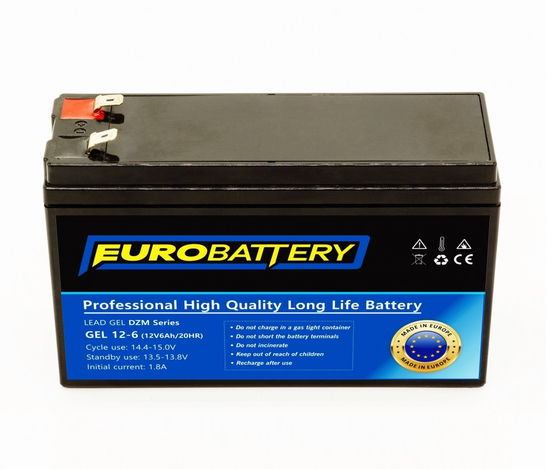 12v-6ah АКБ гелевий EuroBattery GEL 12-6 DZM (12в 6.0Аг)
