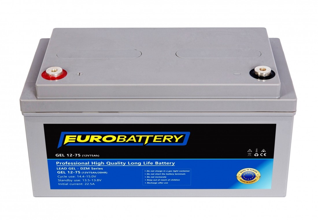 12v-75ah АКБ гелевий EuroBattery GEL 12-75 DZM (12в 75Аг)