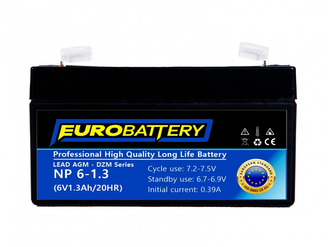 6v-1,3ah АКБ AGM EuroBattery NP 6-1,3 DZM (6в 1.3Аг)
