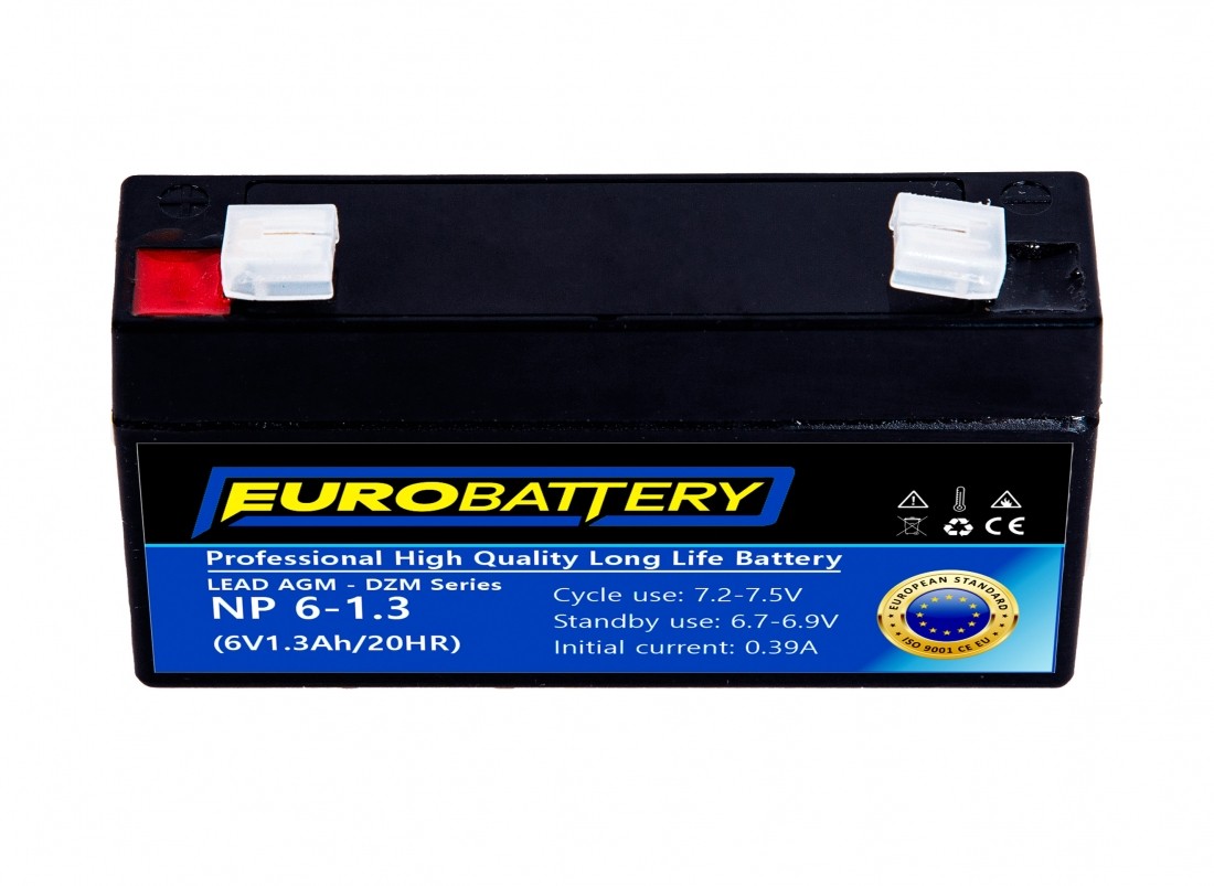 6v-1,3ah АКБ AGM EuroBattery NP 6-1,3 DZM (6в 1.3Аг)