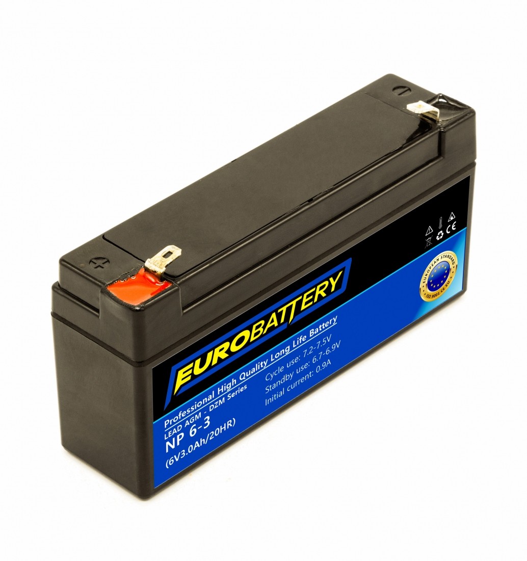 6v-3ah АКБ AGM EuroBattery NP 6-3 DZM (6в 3.0Аг)