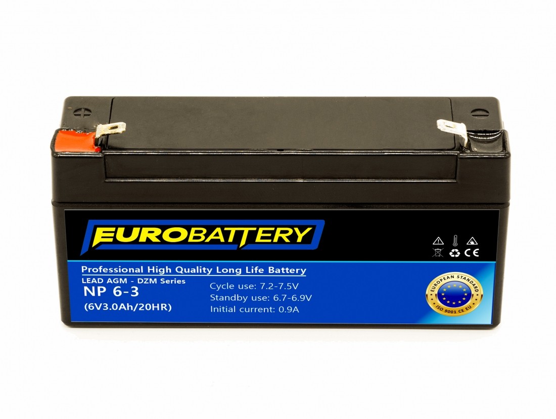6v-3ah АКБ AGM EuroBattery NP 6-3 DZM (6в 3.0Аг)
