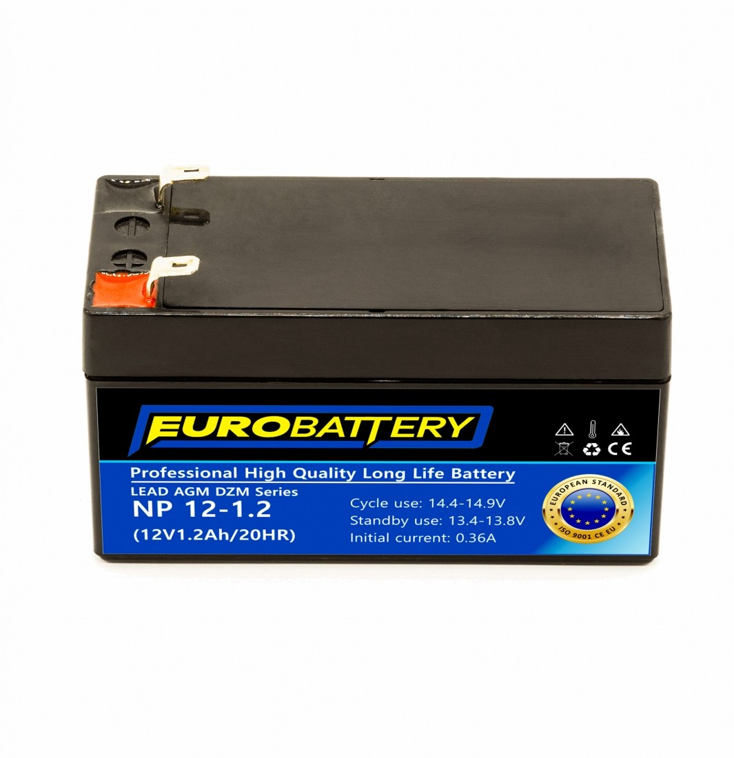 12v-1,2ah АКБ AGM EuroBattery NP 12-1,2 DZM (12в 1.2Аг)