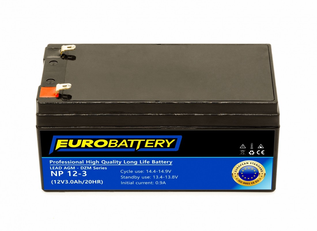 12v-3,0ah АКБ AGM EuroBattery NP 12-3 DZM (12в 3.0Аг)
