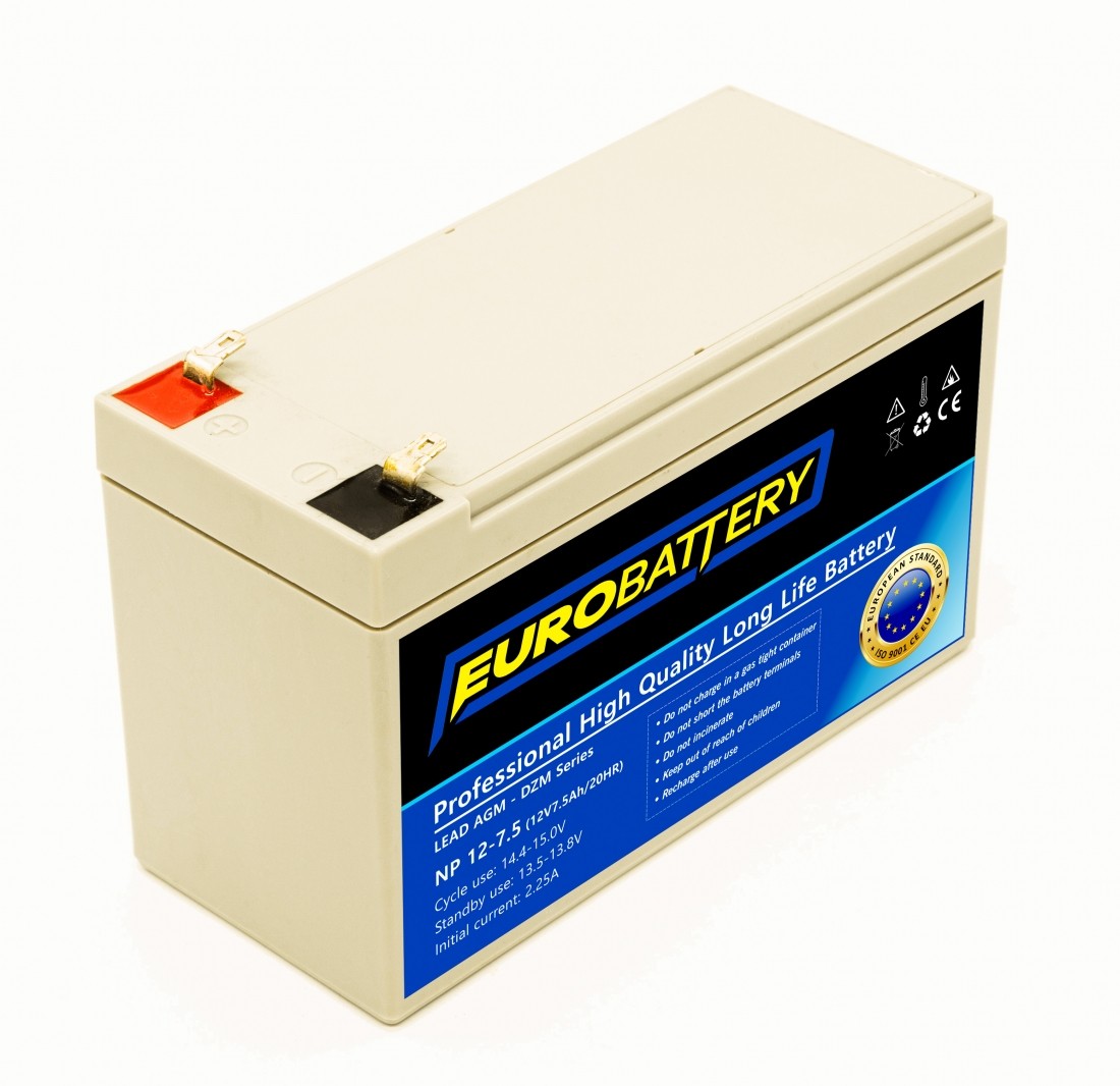 12v-7,5ah АКБ AGM EuroBattery NP 12-7,5 DZM (12в 7.5Аг)
