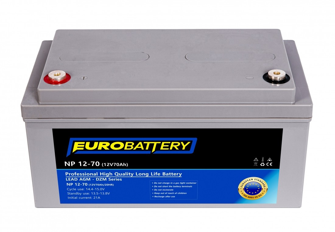 12v-70ah АКБ AGM EuroBattery NP 12-70 DZM (12в70Аг)