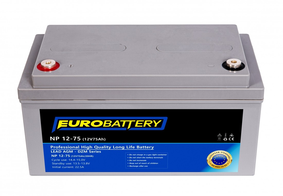 12v-75ah АКБ AGM EuroBattery NP 12-75 DZM (12в 75Аг)