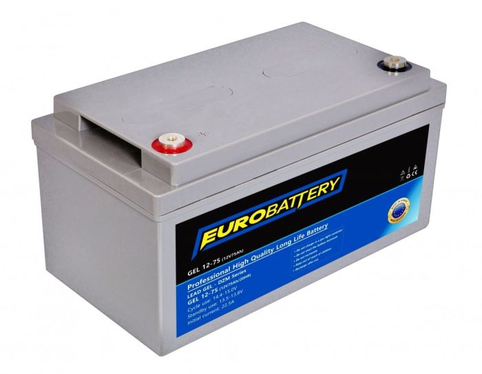 12v-75ah АКБ гелевый EuroBattery GEL 12-75 DZM (12в 75Ач)
