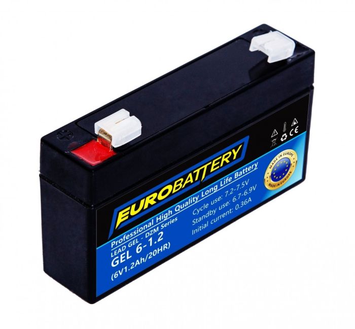 6v-1,2ah АКБ гелевый EuroBattery GEL 6-1.2 DZM (6в 1.2Ач)